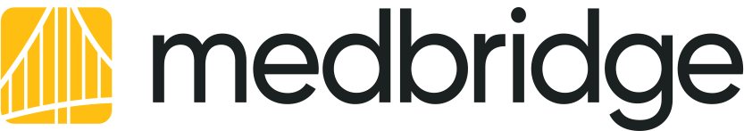 Medbridge logo featuring a stylized yellow bridge design.